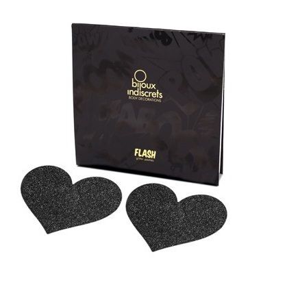 BIJOUX - INDISCRETS PEZONERAS FLASH CORAZÓN NEGRO - Imagen 2