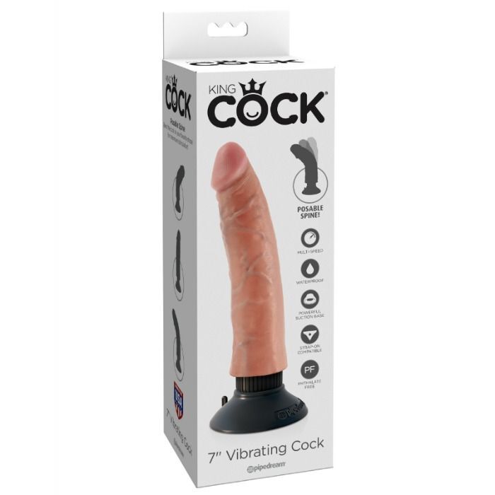 KING COCK - DILDO VIBRADOR 17.78 CM NATURAL - Imagen 2