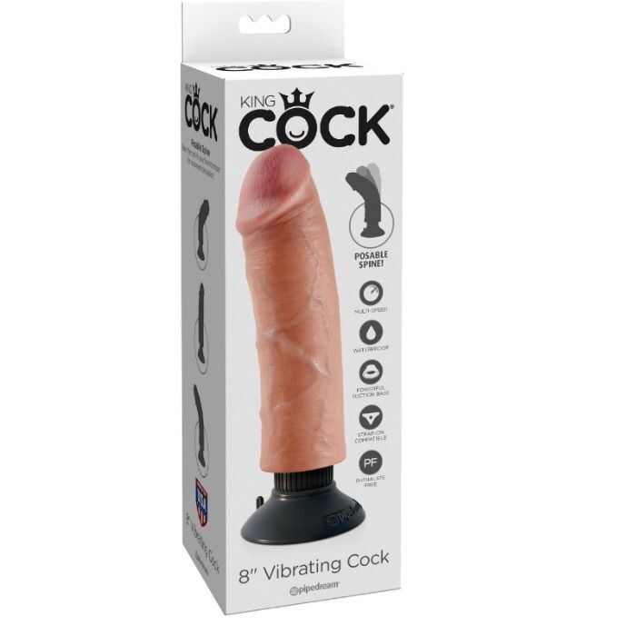 KING COCK - DILDO VIBRADOR 20.32 CM NATURAL - Imagen 2