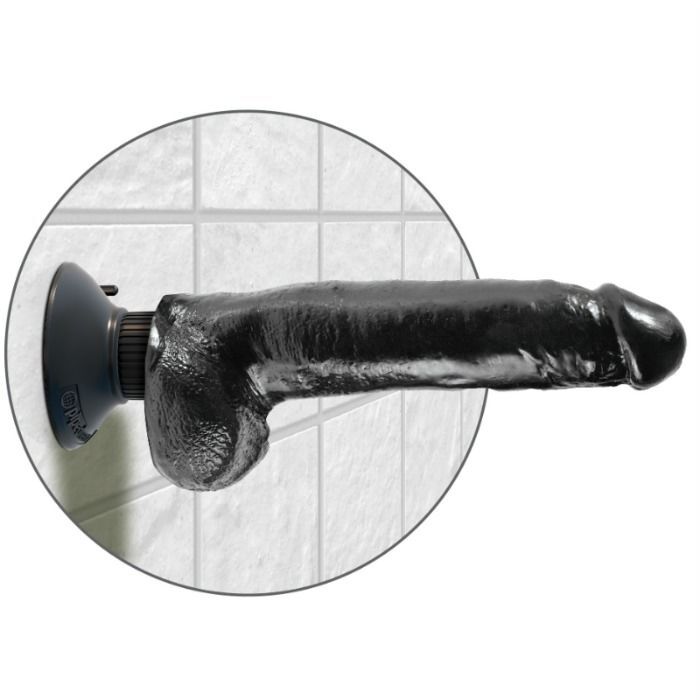 KING COCK - DILDO VIBRADOR CON TESTÍCULOS 23 CM NEGRO - Imagen 4