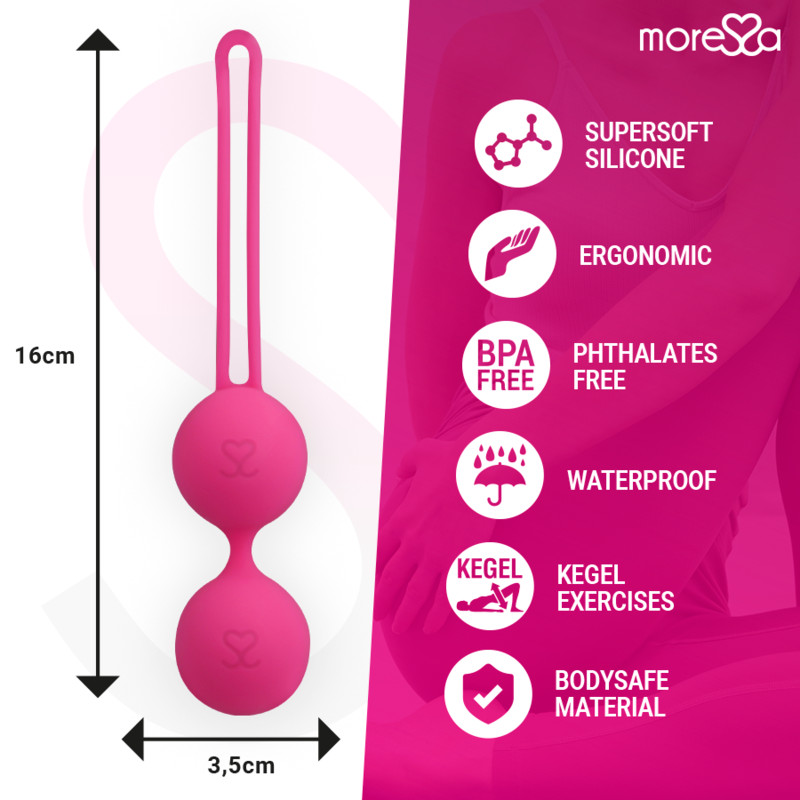 MORESSA - OSIAN TWO ENTRENAMIENTO SUELO PELVICO 101gr PREMIUM SILICONA ROSA - Imagen 4