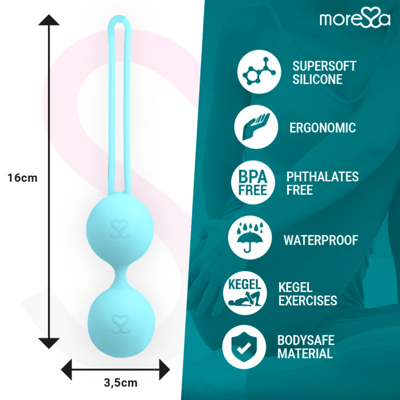 MORESSA - OSIAN TWO ENTRENAMIENTO SUELO PELVICO 101gr PREMIUM SILICONA TURQUESA - Imagen 4