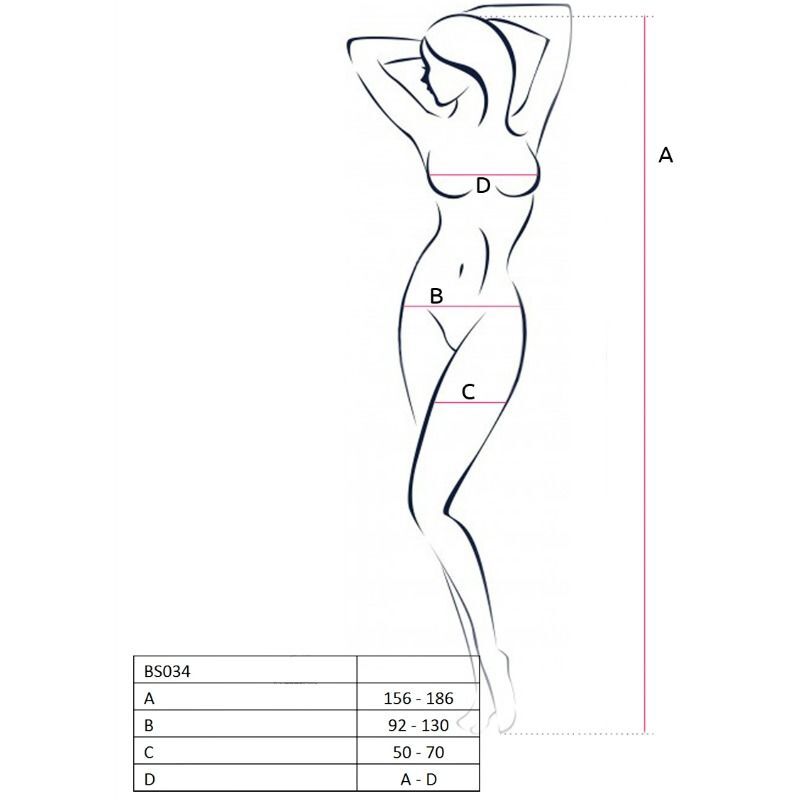 PASSION - WOMAN BS034 BODYSTOCKING BLANCO TALLA ÚNICA - Imagen 2