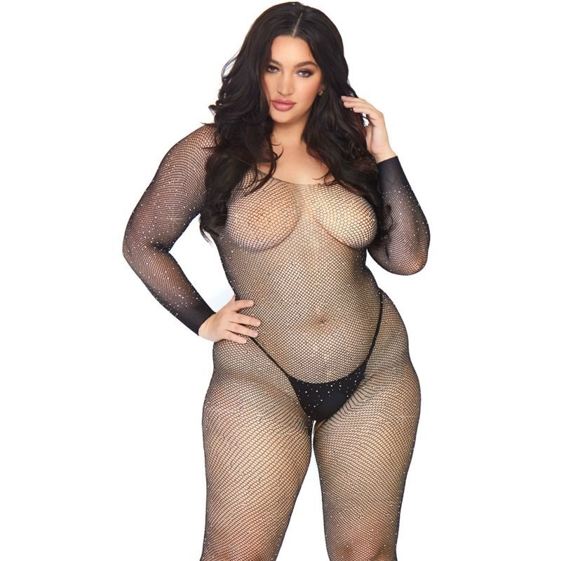 LEG AVENUE - BODYSTOCKING EN RED CON BRILLANTE 1X-2X - Imagen 3