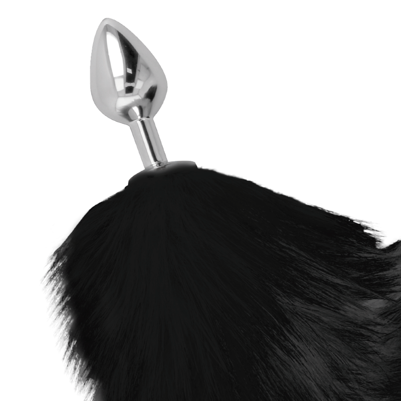 DARKNESS - PLUG ANAL SILVER 8 CM CON COLA NEGRO - Imagen 3
