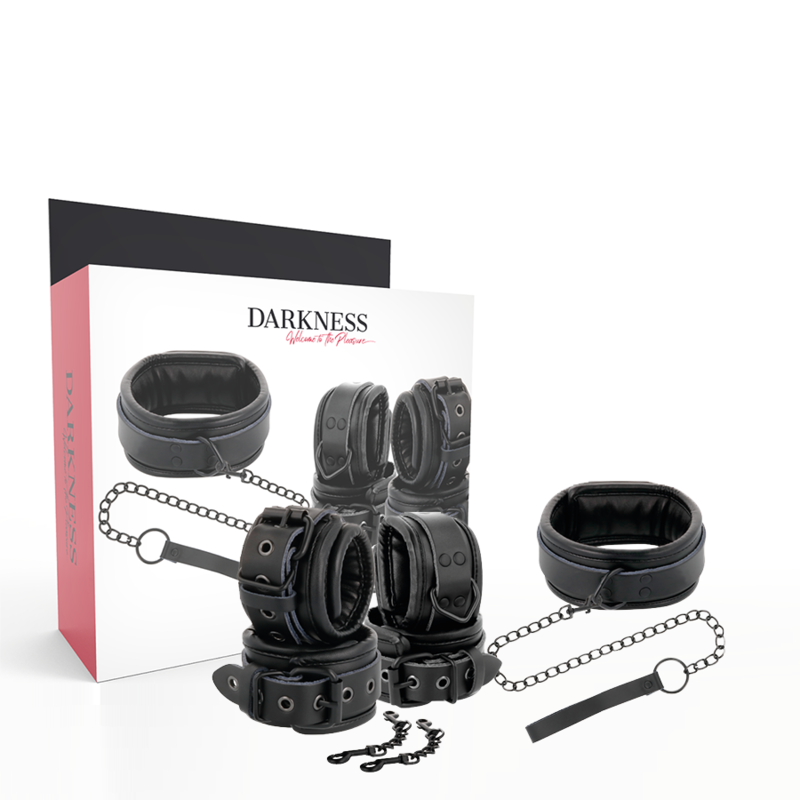 DARKNESS - ESPOSAS Y COLLAR DE CUERO NEGRO - Imagen 2