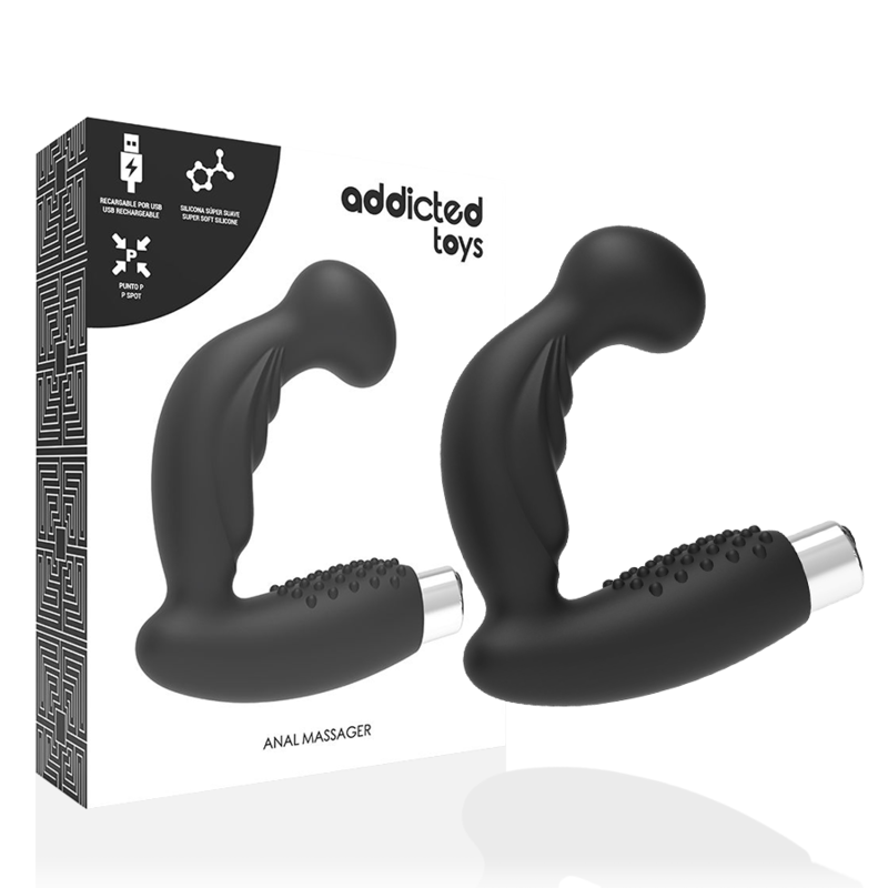 ADDICTED TOYS - VIBRADOR PROSTÁTICO RECARGABLE MODEL 3 - NEGRO - Imagen 2