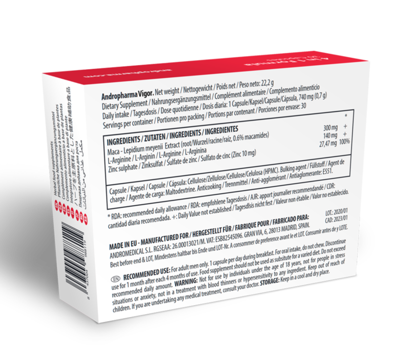 Andropharma Vigor – Complemento alimenticio herbal para la libido masculina - Imagen 2
