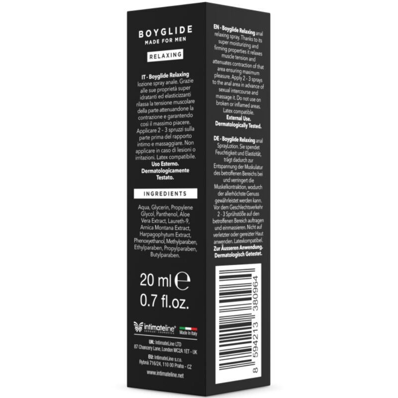 INTIMATELINE - BOYGLIDE ANAL RELAJANTE ANAL SPRAY 20 ML - Imagen 2
