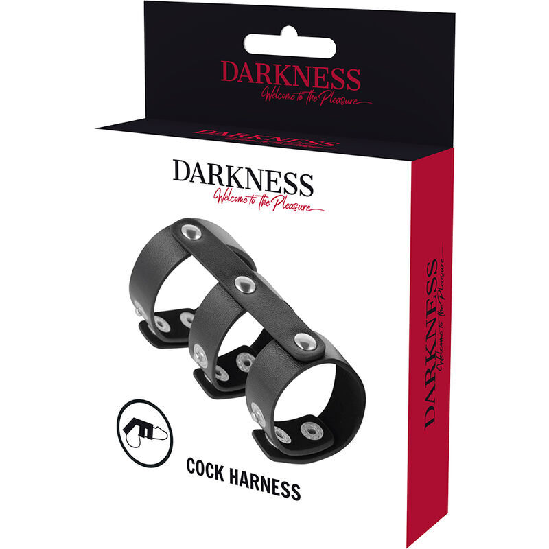 DARKNESS - ANILLO DOBLE PENE Y TESTÍCULOS AJUSTABLE LEATHER - Imagen 5