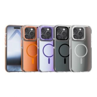 Carcasa Rigida Clear Bumper Holografica Con Magsafe Apple Iphone 16 Pro Max Morado